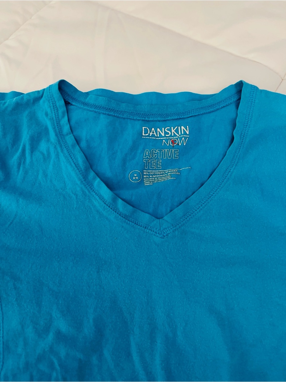 Danskin Now Vibrant Teal Blue V-Neck Active Tee
